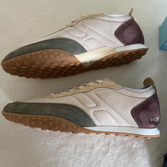 Hoff Women's Stylish Sneakers - Cream, Olive, and Brown - Picture 2 of 8